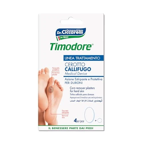 Zeitlich begrenztes Angebot: Timodore, Hühneraugenpflaster für Schwielen, geeignet, um Schwielen an den Füßen schmerzlos zu entfernen, auch für die Hände geeignet, 100% Made in Italy, Dermatologisch Getestet, 4 Stück von 8.21 € auf 8.21 € (0.00% Rabatt)