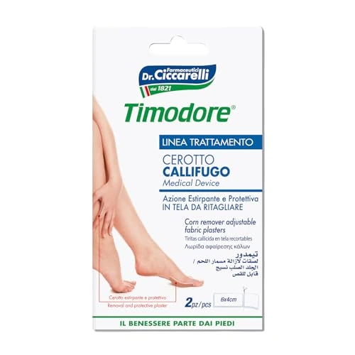 Offerta a tempo: Timodore, Cerotto Callifugo in Tela da Ritagliare, Indicati per Estirpare Rapidamente Qualsiasi tipo di Callosità di Mani e Piedi Senza Dolore, 100% Made in Italy, Dermatologicamente Testato, 2 pz - 0.00% da 3.38 € a 3.38 €