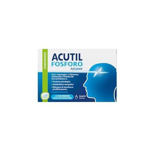 Acutil Fosforo Advance, Integratore Alimentare con Vitamina B6, L-Asparagina, Fosfoserina e L-Glutammina, Contribuisce a Rimanere Concentrati e a Ragionare con la Giusta Lucidità, 50 Compresse