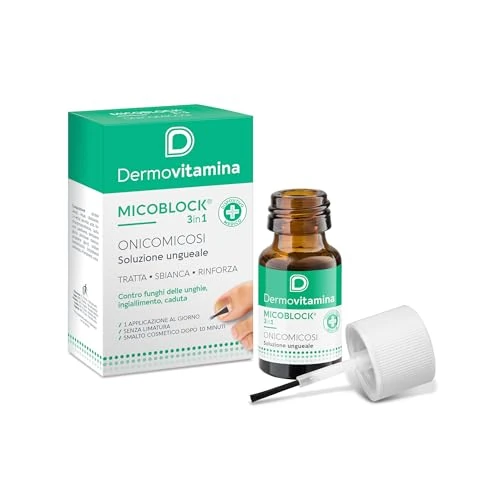 Dermovitamina Micoblock 3in1Onicomicosi - Micosi Unghie Piedi - Smalto Curativo - Tratta le Infezioni Fungine - Contro Ingiallimento e Caduta - Azione Sbiancante - 7ml