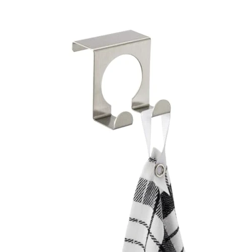 WENKO Tür-Doppelhaken, Haken für Handtuch und Geschirrspültücher, zum Einhängen an Schublade und Schranktür, geeignet für Bad und Küche, aus rostfreiem Edelstahl, 5 x 5 x 4.9 cm