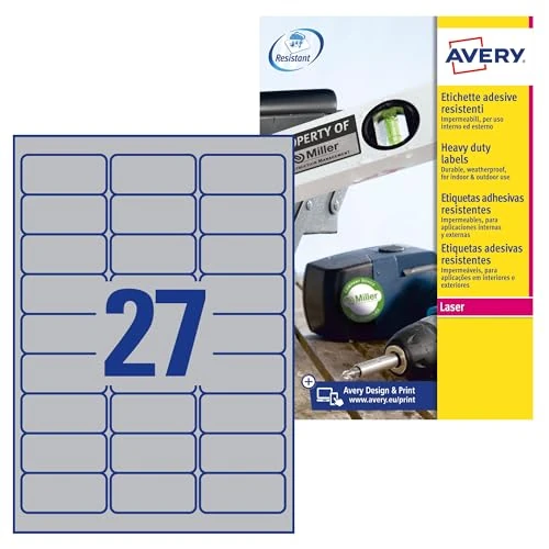 Offre limitée : AVERY L6011-20- Jeu d'étiquettes d'identification de câbles électriques, argent, 63,5 x 29,6, 540 pièces de 49.78 € à 49.78 € (0.00% de remise)