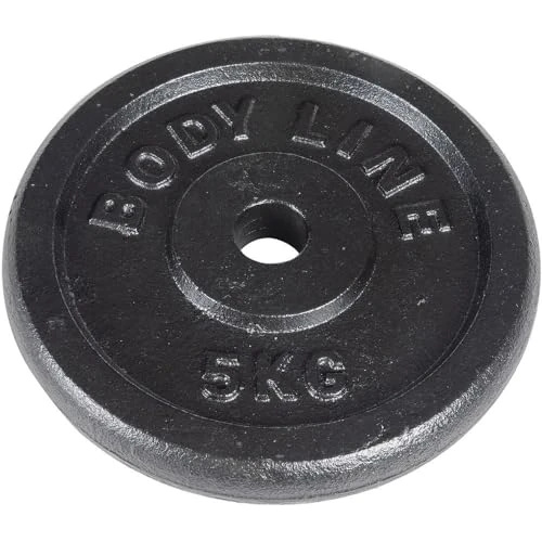 Bodyline Disque en fonte de 5 kg pour l'entraînement avec haltères, haltères et haltérophilie - diamètre 25 mm - pour la gym, le fitness, l'entraînement à domicile