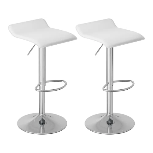 Zeitlich begrenztes Angebot: WOLTU Barhocker 2er Set, Barstuhl Höhenverstellbar, Weiß+Silber von 69.99 € auf 62.99 € (10% Rabatt)