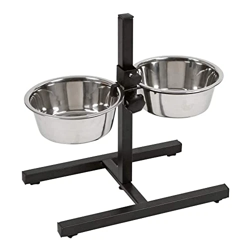 Offre limitee: Mangeoire Kerbl avec bols en acier inoxydable, Mangeoire pour chien réglable en hauteur, 2 x 2800 ml, Hauteur 43 cm, Noir de 38.34 EUR a 38.34 EUR (economie 0%)