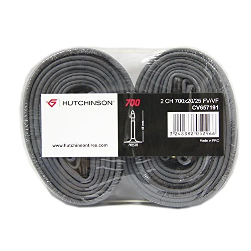 HUTCHINSON Blister 2 Cámaras 700x20-25 Presta válvula 48 mm, Unisex Adulto, Negro, Talla única