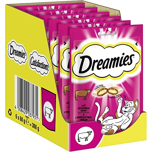 Oferta limitada: Dreamies Clásicos Aperitivos para Gatos con Vacuno, Bolsillos crujientes de ensueño con Relleno Delicado, 6 x 60 g de 14.92 € a 14.92 € (ahorro 0.00%)