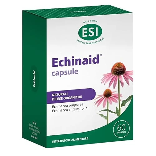 Offerta a tempo: ESI - Echinaid, Integratore Alimentare a Base di Echinacea, Favorisce le Difese Immunitarie Contro i Malanni Tipici della Stagione Invernale, Senza Glutine e Vegan, 60 Naturcaps - 44% da 19.00 € a 10.59 €