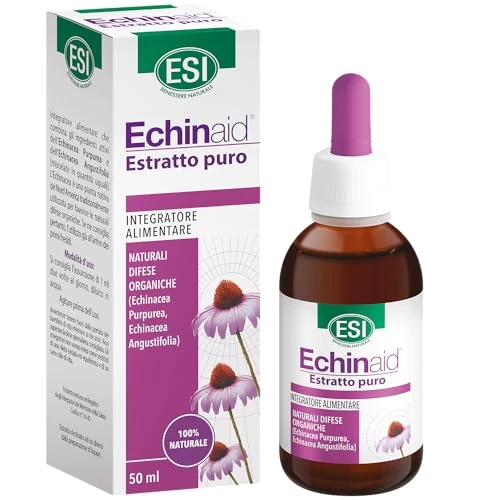 Offerta a tempo: ESI - Echinaid Estratto Puro, Integratore Alimentare di Echinacea, Favorisce le Difese Immunitarie Contro i Malanni Tipici della Stagione Invernale, Senza Glutine e Vegan, 50 ml — 33% da 12,00 € a 7,99 €