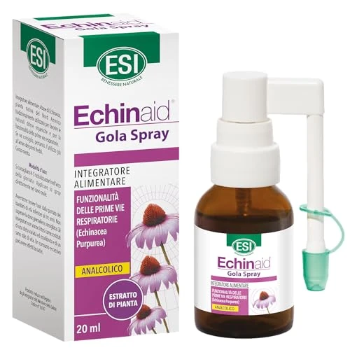 ESI - Echinaid Spray Gola Analcolico, Integratore Alimentare con Echinacea, Favorisce il Benessere delle Vie Respiratorie Contro i Sintomi da Raffreddamento, Senza Glutine e Vegan, 20 ml