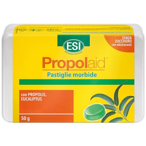 ESI - Propolaid Pastiglie Morbide, Caramelle Gola con Propolis ed Eucalipto, Azione Balsamica e Antinfiammatoria, Senza Glutine e Vegetariane, 50 g