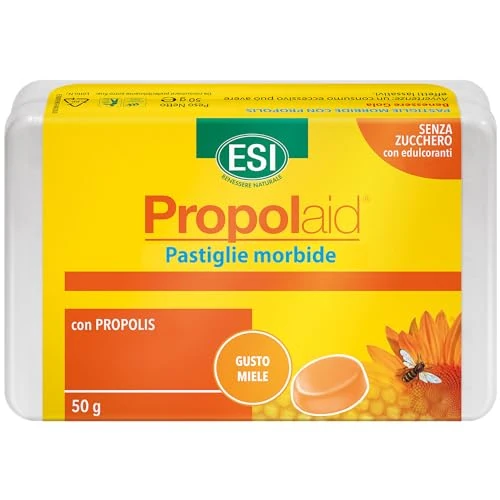 ESI - Propolaid Pastiglie Morbide, Caramelle Gola Gusto Miele Con Propolis, Azione Balsamica E Antinfiammatoria, Senza Glutine E Vegetariane, 50 G