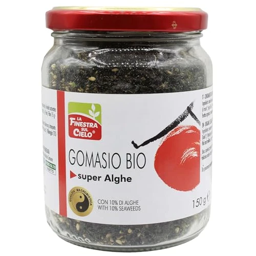 Offerta a tempo: La finestra sul cielo Super Algae gomasio biologico italiano - Condimento di alghe e sesamo con dulse e nori - Da cospargere su piatti a base di cereali e verdure - 150 g - 69% da 4.43 € a 1.39 €