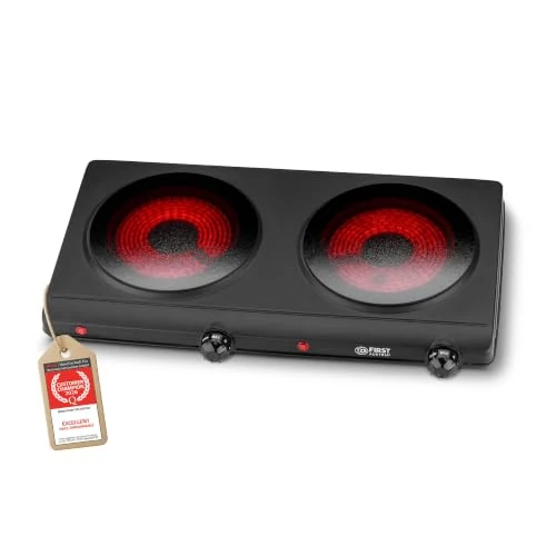 Offerta a tempo: TZS First Austria - Piastra di cottura doppia infrarossi vetroceramica TUTTI i tipi di pentole 2500W - Mini Fornello elettrico da trasloco, campeggio e casa - Regolazione continua e spia di controllo - 0.00% da 69.95 € a 69.95 €
