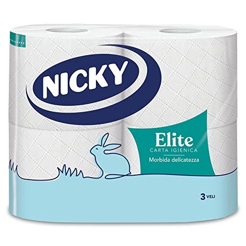 Oferta ograniczona: Nicky Elite - 4 rolki papier toaletowy, 170 puszystych arkuszy 3 welony, miękki i odporny na kontakt ze skórą, testowany dermatologicznie, papier 100% z certyfikatem FSC z 17.06 PLN na 17.06 PLN (zniżka 0%)