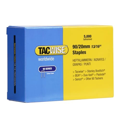 Tacwise 0307 Typ 90/20 mm Verzinkte Schmalrückenklammern, 5000 Stück