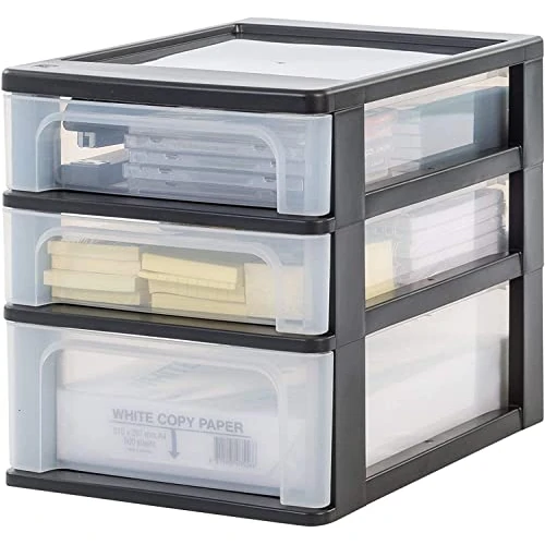 Tijdelijke aanbieding: Iris Ohyama, Aufbewahrungsturm, Organizer, 3 Schubladen (2 x 4L + 1 x 7L), Format A4, transparent, Büro, Wohnzimmer - Organizer Chest OCH-2021 - Schwarz van 24.99 € naar 17.99 € (28.01% korting)