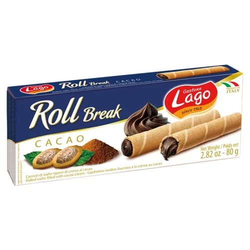 Zeitlich begrenztes Angebot: Gastone Lago Roll Break Cacao Waffelpad Wafer gefüllt mit Kakaocreme 80g von 9.08 € auf 9.08 € (0.00% Rabatt)
