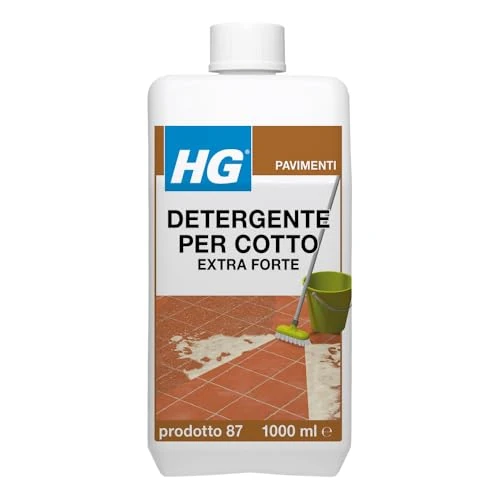 HG Pulitore Forte (HG n. 87), Detergente Concentrato per Rimuovere Grasso, Smalto, Rivestimenti Protettivi e Sporco Cristallizzato, Per Ogni tipo di Pavimento in Cotto - 1 Litre (194100108)