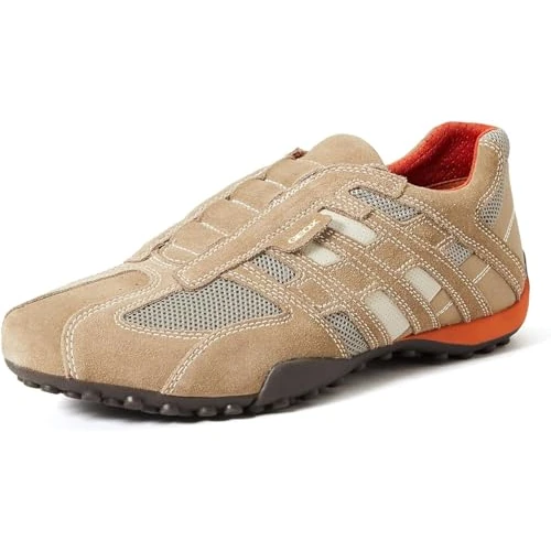 Geox Uomo Snake L, Sneakers Uomo, Beige Beige Dk Orange, 41 EU