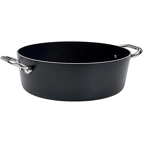 Pentole Agnelli, ALSA104SS20, Casseruola Alta in Alluminio con 2 Maniglie in Acciaio, Alluminio Antiaderente interno/esterno 3mm, Diametro 20 cm