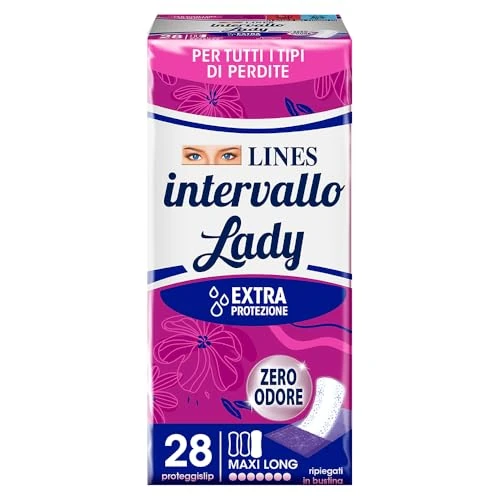 LINES INTERVALLO LADY PROTEGGISLIP, salvaslip ripiegati per tutti i tipi di perdite, protezione aggiuntiva, zero odore.