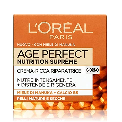 Offerta a tempo: L'Oréal Paris Age Perfect Nutrition Supreme Crema Viso Antirughe Riparatrice Giorno, Pelli Mature Secche, 50 ml - 14% da 13.99 € a 11.98 €