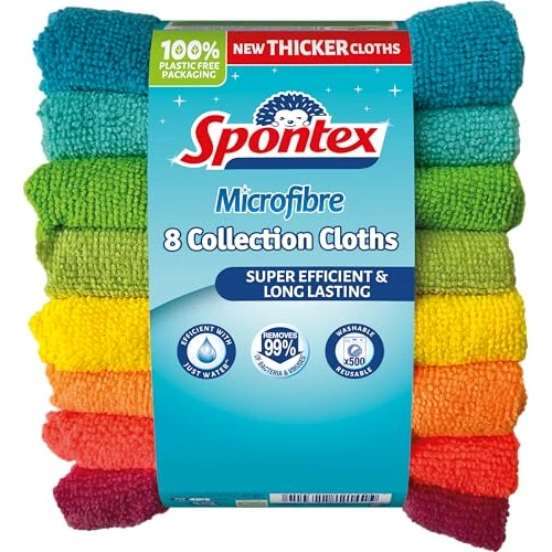 Oferta limitada: Paño de Limpieza de Microfibra Spontex Microfibre Collection | Bayetas Microfibras Multiusos de Tamaño 30 x 30 cm | 8 Trapos de Cocina de 5.99 EUR a 5.99 EUR (ahorro 0%)