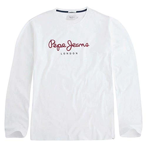 Offre limitée : Pepe Jeans Eggo T-shirt pour Homme Slim Fit Manches Longues Blanche de 29.90 € à 20.83 € (30% de remise)