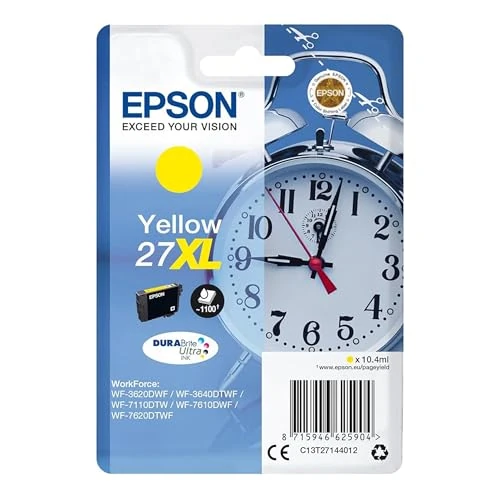 Epson 27XL Yellow Alarm Clock High Yield Genuine, DuraBrite Ultra Ink Cartridge
