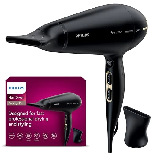 Offerta a tempo: Philips Hair Dryer Prestige Pro, asciugacapelli professionale con 2 beccucci per lo styling, 2300 W, modello HPS920/00 - 34% da 84.99 € a 55.99 €