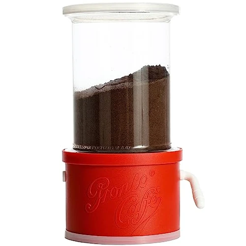 Offerta a tempo: ProntoCaffè Contenitore e Dosacaffe per moka, per conservare caffè in polvere, dosa caffè con dispenser. Si usa con caffettiera fino a 12 tazze, barattolo sostituibile con latta da 10cm - 35% da 14.99 € a 9.80 €