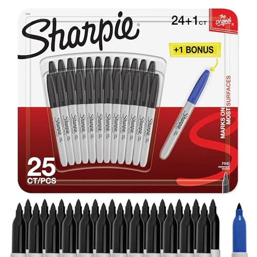 Oferta limitowana: Sharpie Marker permanentny z cienką końcówką, 25 sztuk, czarny z 153.40 zł na 153.40 zł (oszczędź 0.00%)