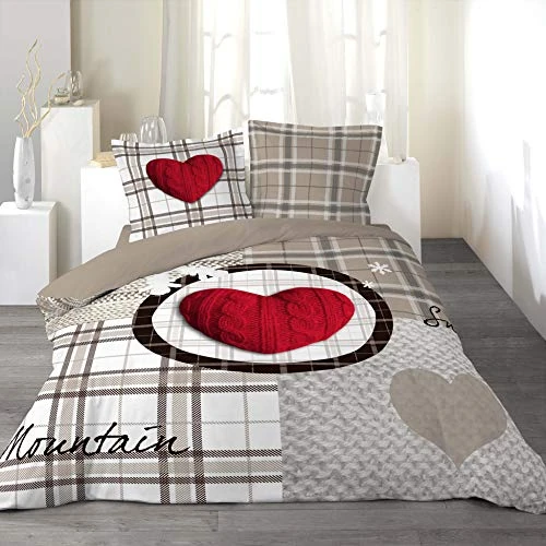 Tijdelijke aanbieding: Douceur d'Intérieur - 1640829, dekbedovertrek voor 2 personen, 240 x 220 cm, Love Mountain, bedrukt 42 draden met gecentreerd motief, zonder van 41.68 EUR naar 41.68 EUR (korting 0%)
