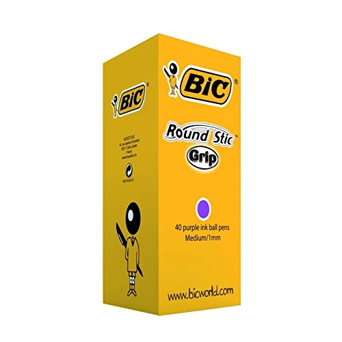 Zeitlich begrenztes Angebot: Bic Round Stic Grip Kugelschreiber mit violetter Tinte, 40 Stück von 11.39 € auf 11.39 € (0.00% Rabatt)