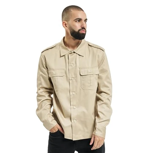 Brandit US Shirt Long Sleeve, Uomo, Beige, S