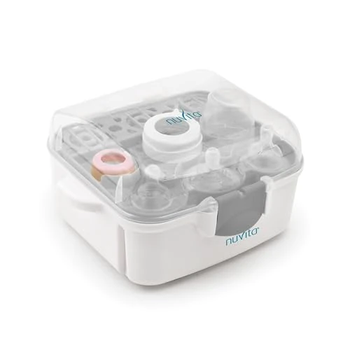 Nuvita 1085 Magnetronsterilisator, stoomsterilisator voor maximaal 3 babyflessen, fopspeen en accessoires, desinfectieapparaat voor babyaccessoires