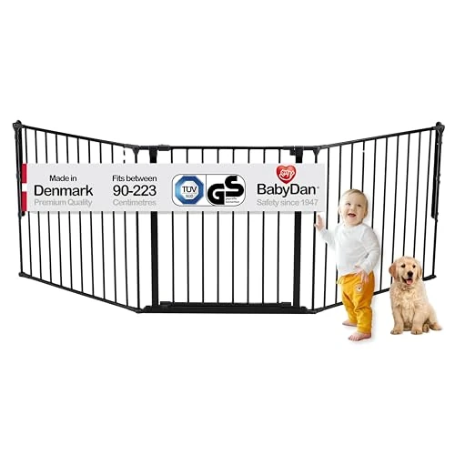 Baby Dan configuratierooster/schoorsteenbeschermingsrooster Flex L, 90-223 cm - geproduceerd in Denemarken en door TÜV GS getest, kleur: antraciet