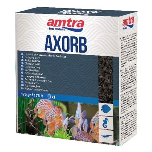 Offerta a tempo: AMTRA AXORB - Carbone Attivo di Origine Minerale per acquari, Acqua cristallina, previene Gli odori, Formato 175 gr - 3% da 6.99 € a 6.79 €
