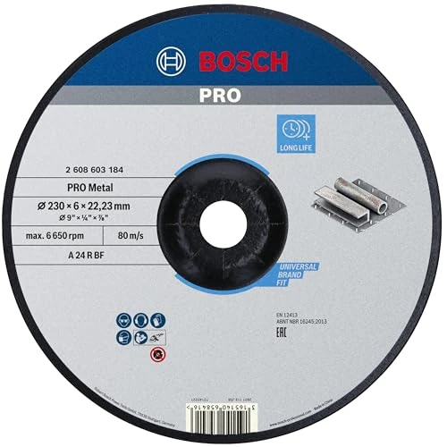 Bosch Professional 1x Disco de Desbaste Acodado Standard for Metal (para Metal, Ø 230 x 6 mm, Accesorios Amoladora)