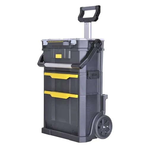 Limited offer: STANLEY 2-in-1 Rolling Workshop Tool Box Empty Tool Box (53 x 75.60 x 32 cm, Tool Carrier with Organiser Attachment, with Two Large Compartments, Telescopic Handle, Made of Robust Plastic) STST1-79231 from 145.00 USD to 119.99 USD (save 17%)