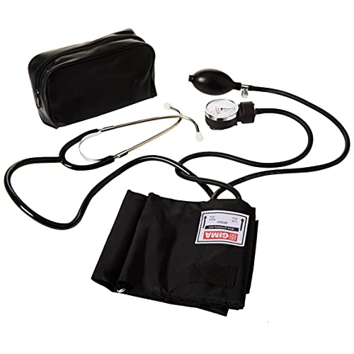 Offerta a tempo: GIMA YTON Classico Sfigmomanometro Aneroide con Stetoscopio Incorporato, Bracciale in Nylon con Velcro, Regolazione Manuale, Pera Valvola Cromata, Nero - 20% da 23.70 € a 18.91 €