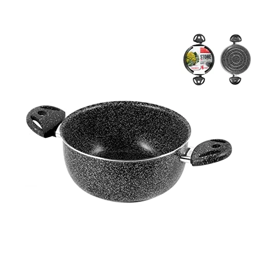Zeitlich begrenztes Angebot: Home Stone Kasserolle mit 2 Griffen, Stein/Kunststoff, Anthrazit, 16 cm von 13.16 € auf 13.16 € (0.00% Rabatt)