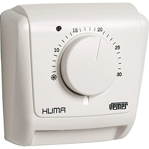 VEMER VE020400 Climate 3L Mechanical Room Thermostat, Heating and air Conditioning, Operating Control Light Equipped, White, Normale