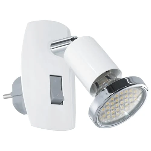 Oferta limitada: Eglo Spot de enchufe mini de 1 foco, lámpara de enchufe de acero, color: blanco, cromo, casquillo GU10, incl. interruptor de 19.90 EUR a 17.49 EUR (ahorro 12%)