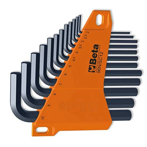 Offerta a tempo: BETA - Serie Chiavi a Brugola Piegate Professionali, Chiavi Maschio Esagonali Brunite con Supporto in Plastica, Alta Resistenza e Precisione Serraggio, Utensili per Meccanica e Manutenzione, 96N/SC12 - 0.00% da 20.39 € a 20.39 €