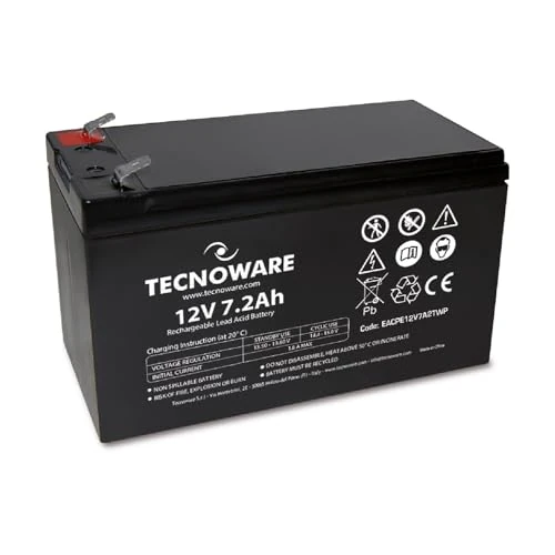 Offerta a tempo: Tecnoware Power Systems, Batteria al Piombo 12V 7.2Ah, Per UPS, Videosorveglianza e Allarme, Attacco Faston 6.3 mm, Batteria di Lunga Durata, Nero, 7.2 Ah - 5% da 19.99 € a 18.99 €