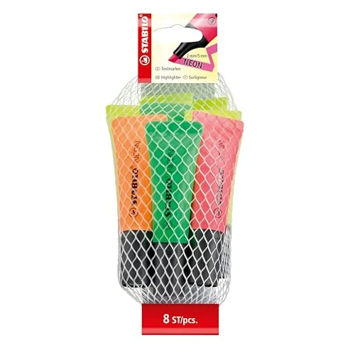 期間限定オファー: 蛍光ペン - STABILO NEON - 8本パック - イエロー4本、グリーン2本、オレンジ1本、ピンク1本 通常価格 1462 JPY セール価格 1244 JPY (割引 15%)