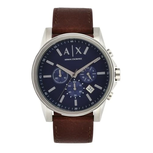 Offre limitée : Armani Exchange Montre pour Homme, Mouvement chronographe à Quartz, boîtier en Acier Inoxydable de 45 mm avec Bracelet en Cuir, AX2501 de 142.20 € à 52.00 € (63% de remise)