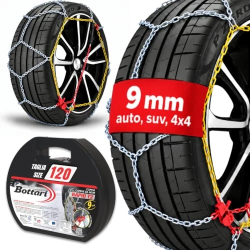 Oferta limitowana: Łańcuchy śniegowe Bottari Rapid T2, łańcuchy samochodowe 9 mm, łańcuchy śniegowe z homologacją TUV i GS Onorm, różne rozmiary z 129.63 zł na 129.63 zł (oszczędź 0.00%)